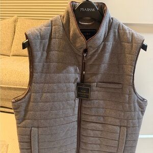 NWT Jos. A. Bank Gray Vest with Brown Accents